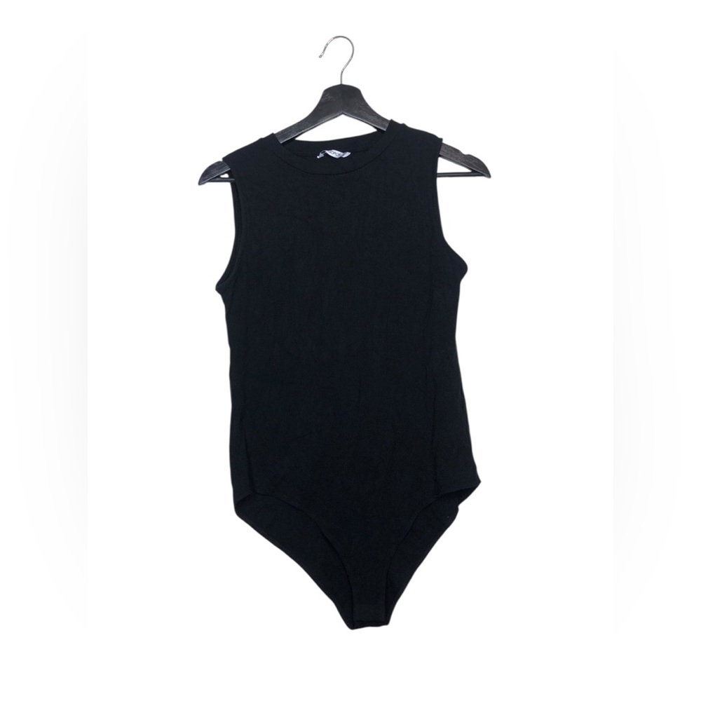 MANGOPOP Sleeveless Crew Neck Tank Bodysuit, Black, XL